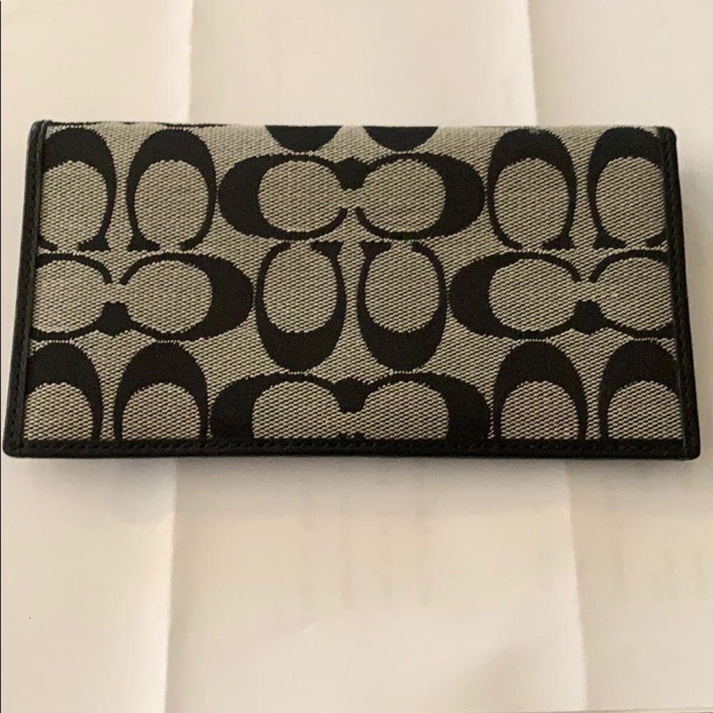 Coach black and grey checkbook holder